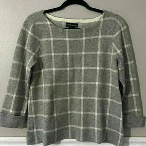 Cynthia Rowley Window Pane Cuffed Sleeve Sweater size M